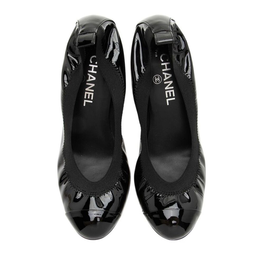 Chanel Patent Leather Cap Toe Elastic Ballet Pumps - Size 8.5 / 38.5 - Picture 5 of 9